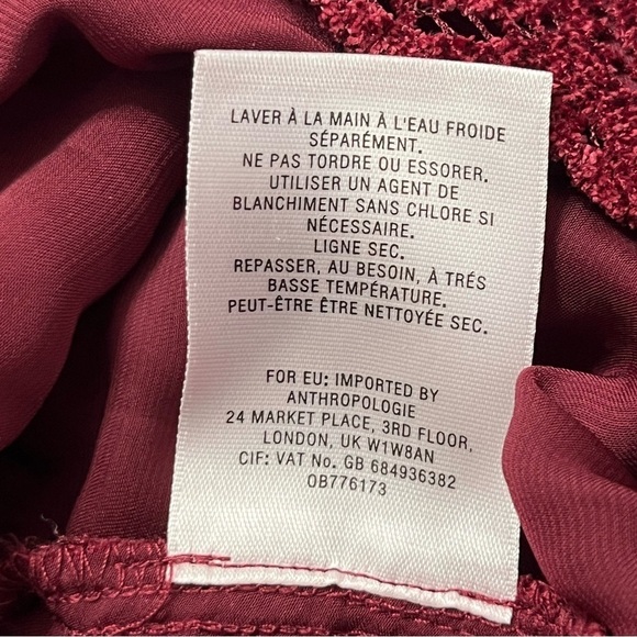 Ett Twa by Anthropologie Burgundy Lace with a Velvet Pattern Jumpsuit Size 8 - Picture 12 of 13